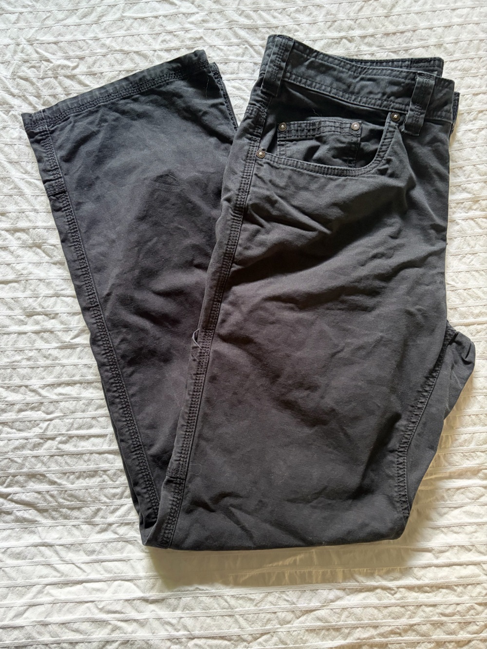 PRANA- size 32/32 heavy-duty, carpenter-style climbing trousers.